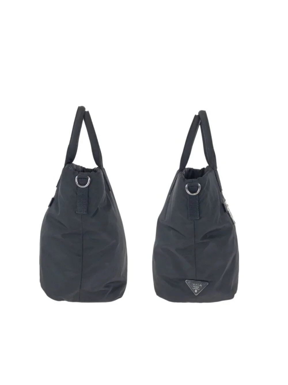 Prada Tessuto Double 2-Way Reversible Black Silver Nylon Leather Tote